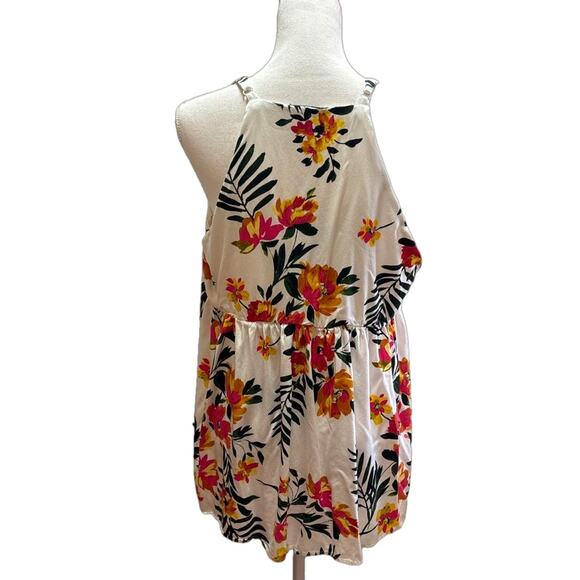 Torrid Top Women 1 US 14 White Tropical Plus Size Vacation Resort‎ Beach Summer - Picture 2 of 4